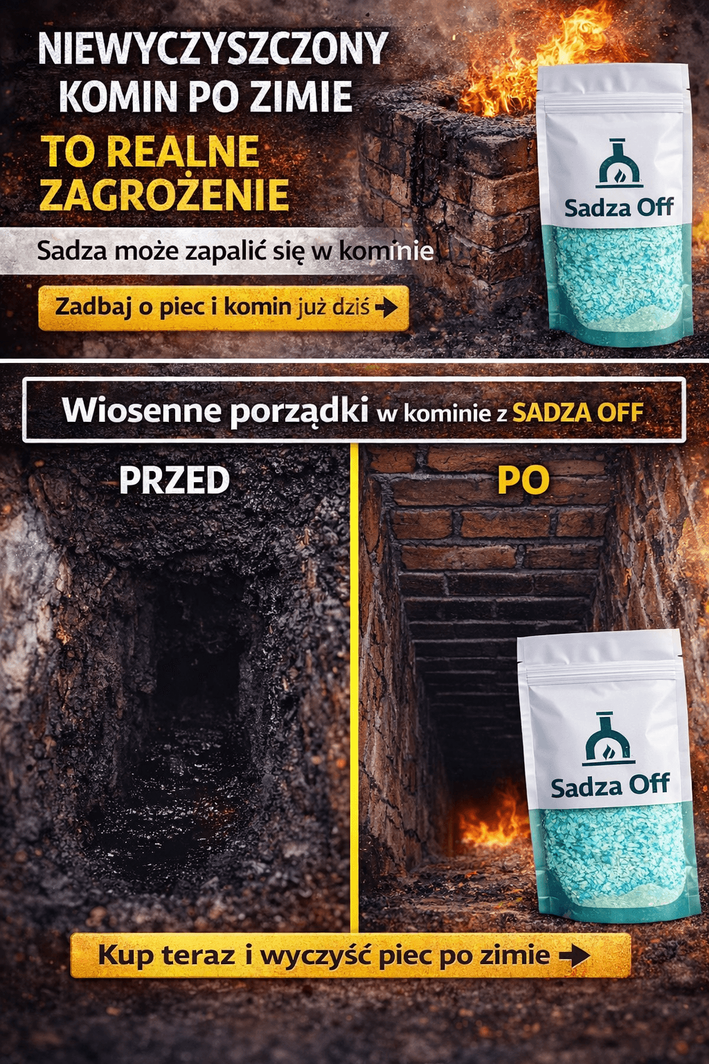 Sadza OFF - usuń sadzę z pieca i komina po zimie
