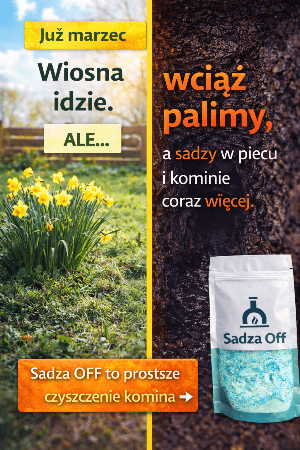 Sadza OFF - usuń sadzę z pieca i komina po zimie
